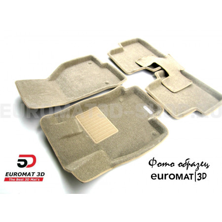 Текстильные 3D коврики Euromat3D Business в салон для Cadillac CTS (2007-2014) (2WD) № EMC3D-001301T Бежевые