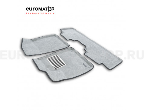 Текстильные 3D коврики Euromat3D Lux в салон для Gac GS8 (2023-) № EM3D-001433S Светло-серые